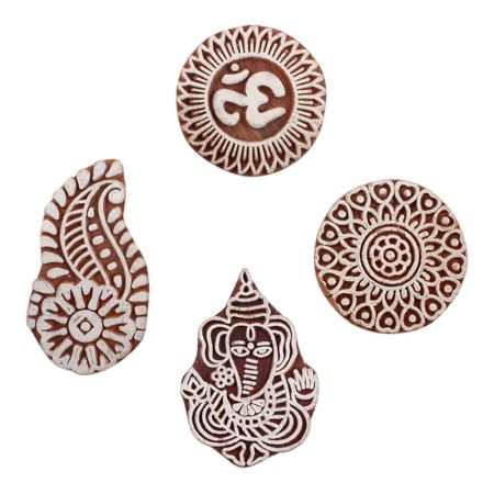 Set of 4 Piece New Mix Wooden Printing Block